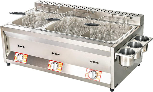 8L LPG Gas Deep Fryer Stainless Steel Countertop Adjustable Heat