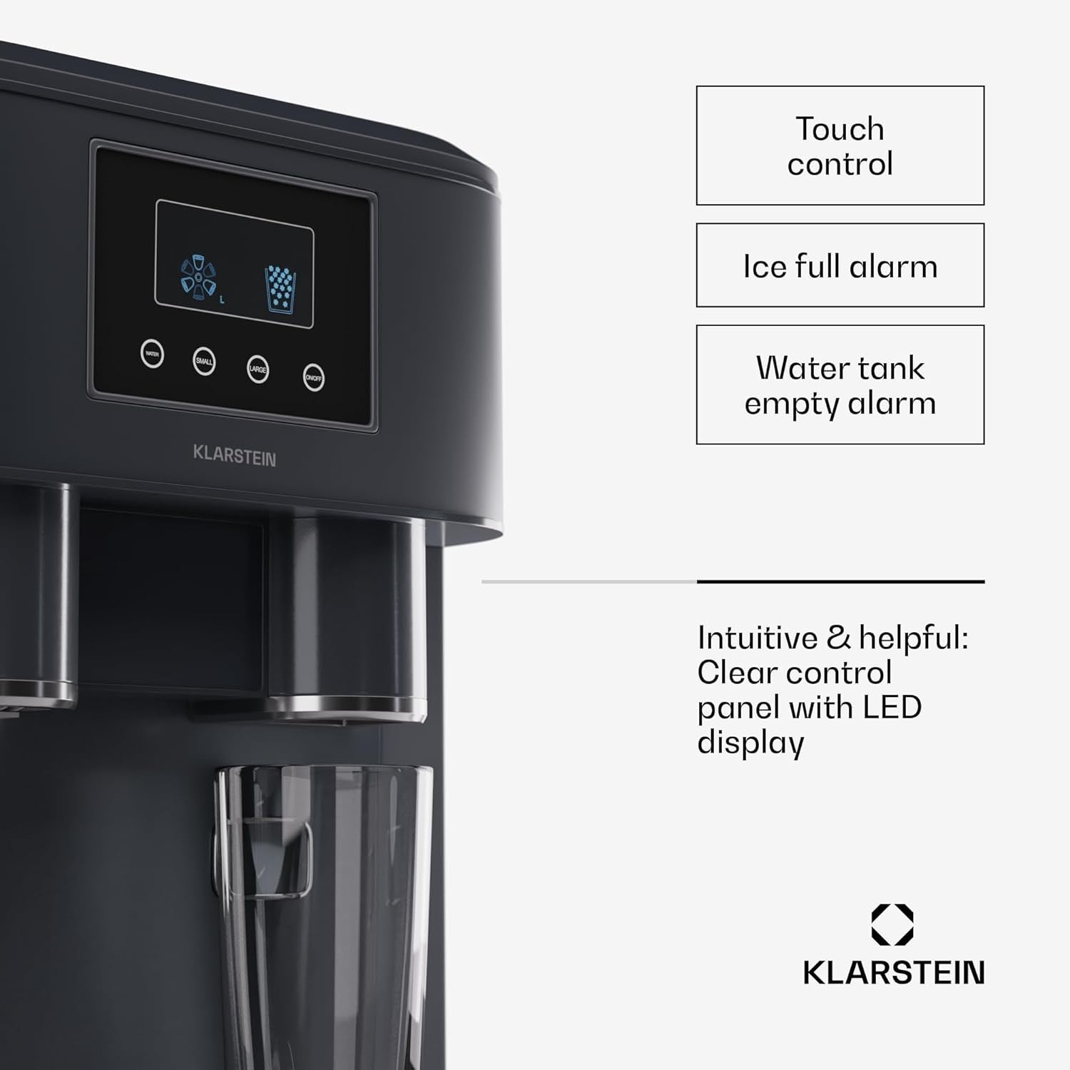 Countertop Ice Maker Cube & Crushed Ice 15kg/Day Touch Control Fast