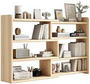 Expandable 3-Tier Wood Desktop Bookshelf Adjustable Natural Desk Storage 40–80cm