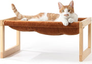 Wooden Cat Hammock Bed Plush Velvet Pet Sofa Cushion Small Animals