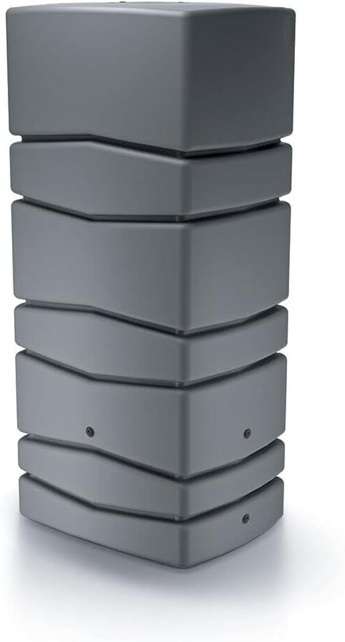 350L Grey Rectangular Garden Water Butt With Connection Kit Plastic Tank