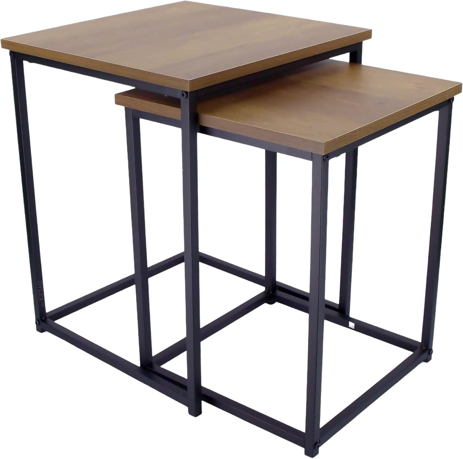 Set of 2 Square Nesting Coffee Tables Modern Wood & Metal Side End Table New