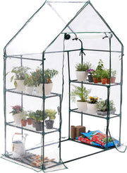 6 Tier Walk-In Greenhouse with Clear PVC Cover | Sturdy Steel Frame