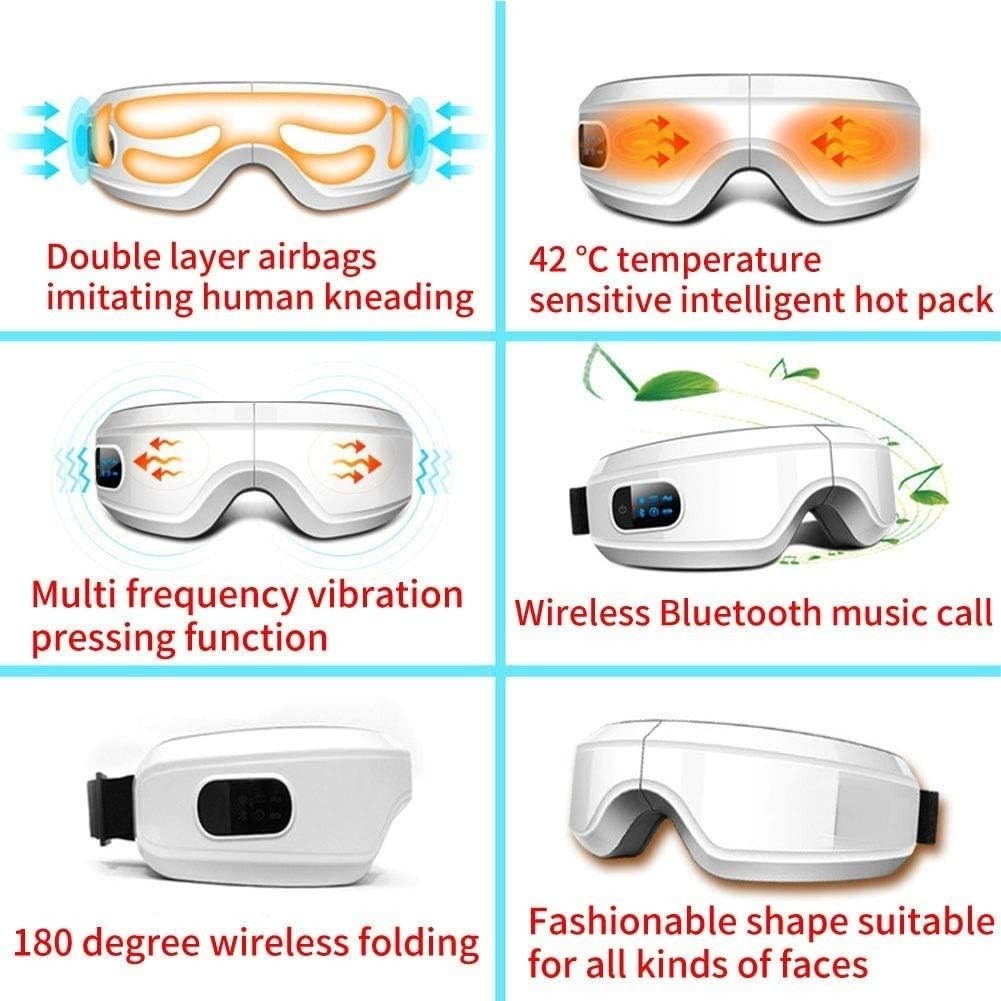 Heated Eye Massager Air Compression Bluetooth Foldable