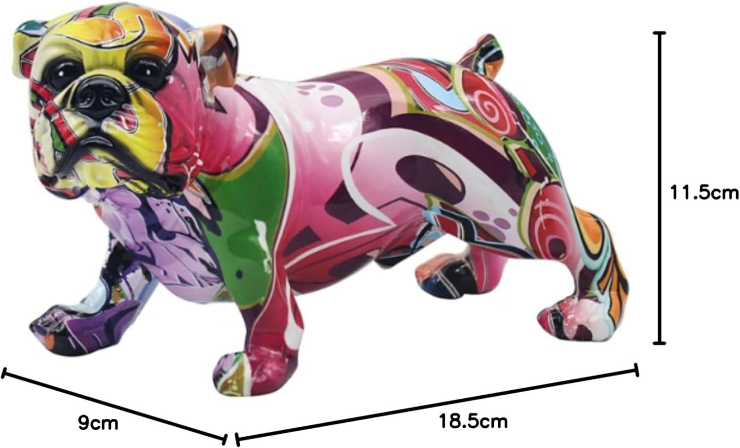 Graffiti Bulldog Small Ornament Modern Art Resin Figure Colourful Home Decor