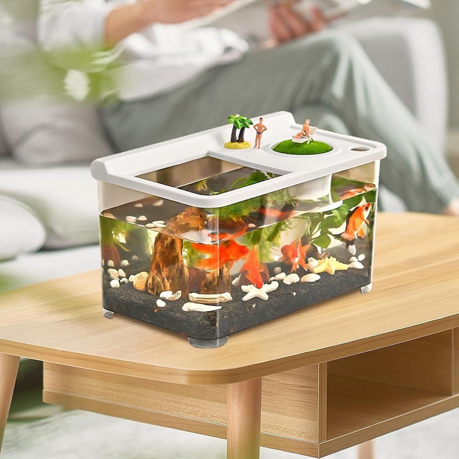 Betta Fish Tank with 3-Color Lights | Desktop Hydroponic Aquarium