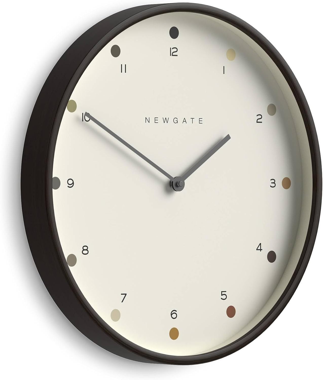 40cm Silent Wall Clock Modern Scandi Design Dark Wood Minimalist Dial