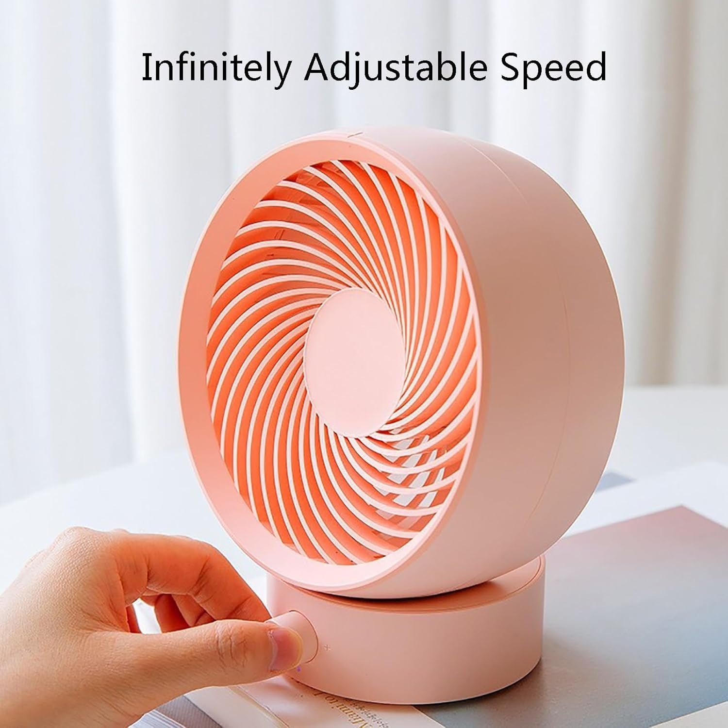 Ultra Quiet Small Fan with Stepless Speed Control - Portable Desk Fan White
