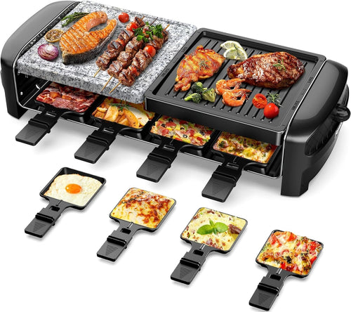 3-in-1 Electric Raclette Grill & Hot Stone BBQ – 1400W Indoor Grill