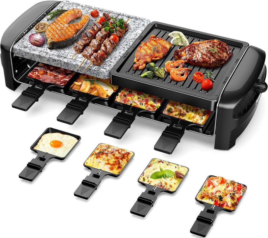 3-in-1 Electric Raclette Grill & Hot Stone BBQ – 1400W Indoor Grill