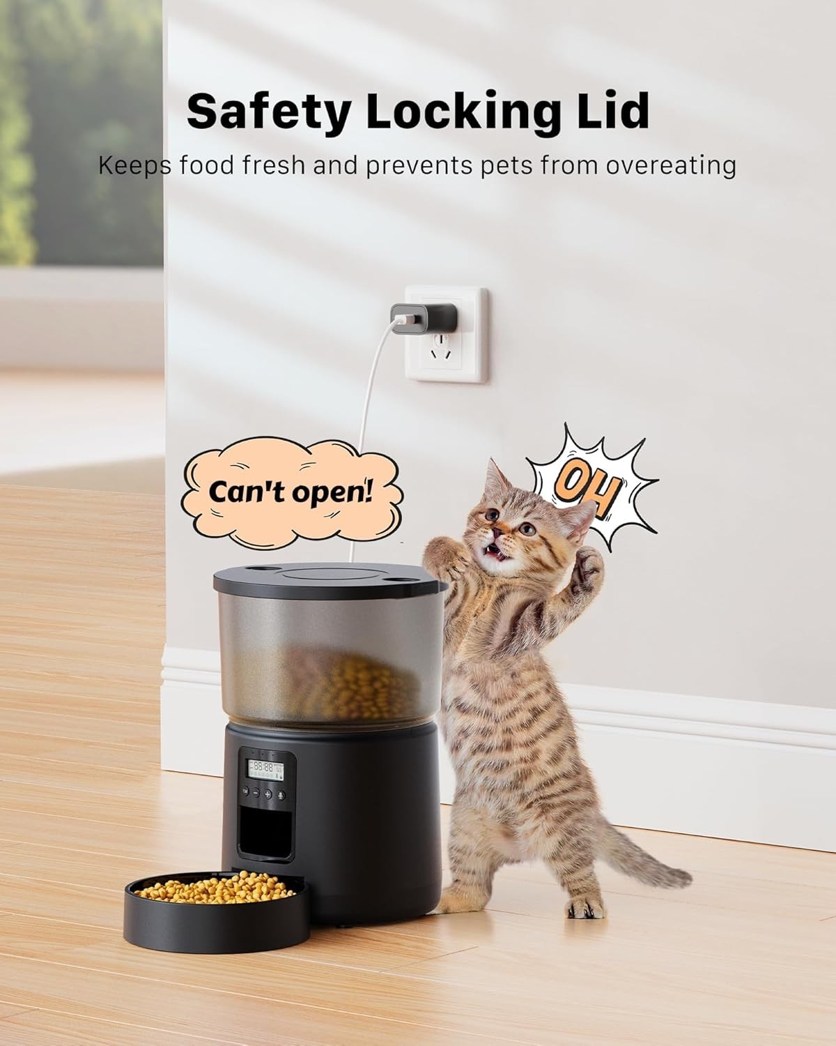 Automatic Cat Feeder Timer 3L Food Dispenser 6 Meal Voice Recorder