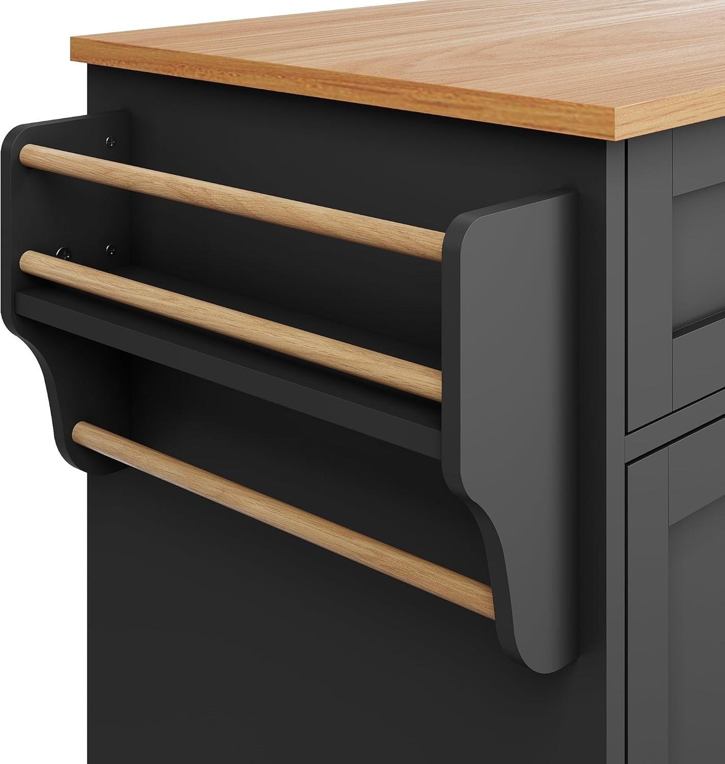 Mobile Kitchen Island Trolley with Adjustable Shelves, Drawers & Locking Wheels