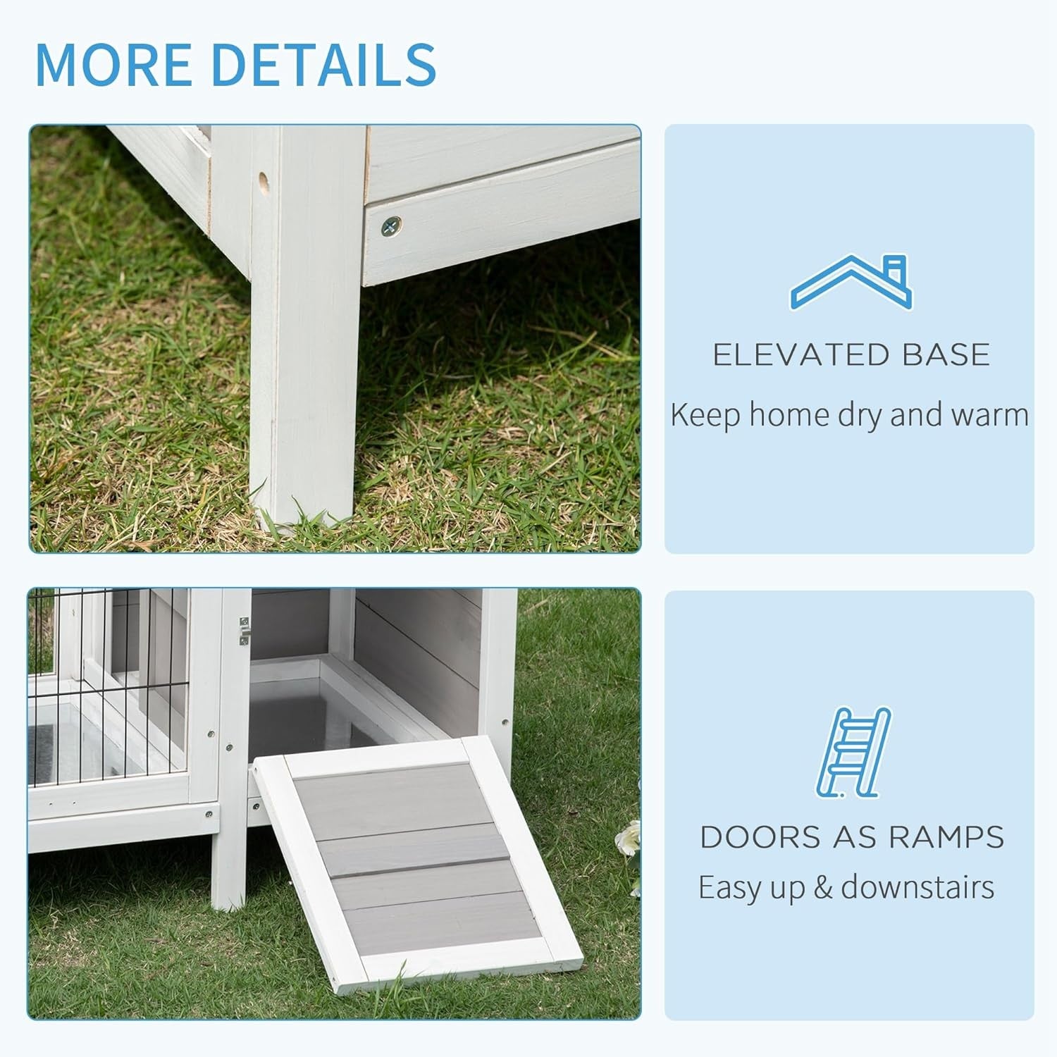 Large Indoor Rabbit Hutch Wooden Guinea Pig Cage with Run Slide Out Tray