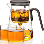 1000ml Magnetic Glass Teapot with Infuser & 2 Cups Loose Leaf Tea Set
