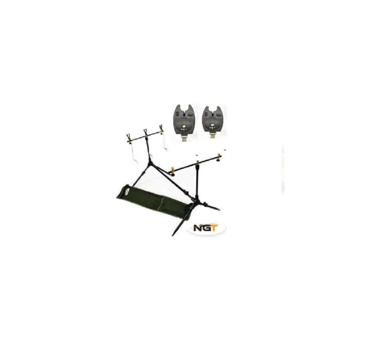 NGT 1 Rod Pod + 2 Bite Alarms | Metal Surface Mount Fishing Holder