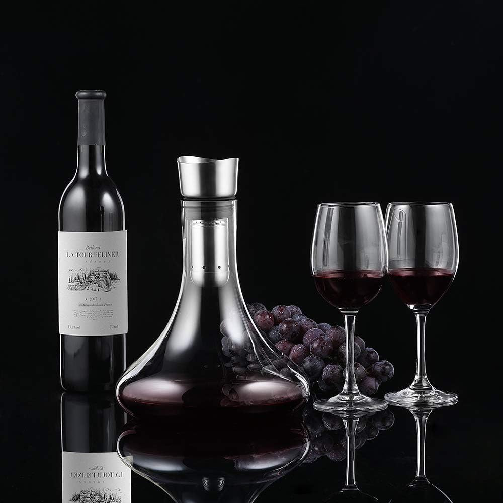 1800ml Crystal Wine Decanter with Aerator Stainless Steel Filter Drip-Free
