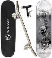 Complete Skateboard 31"x8" Silver Skull Maple Deck ABEC-9 Bearings