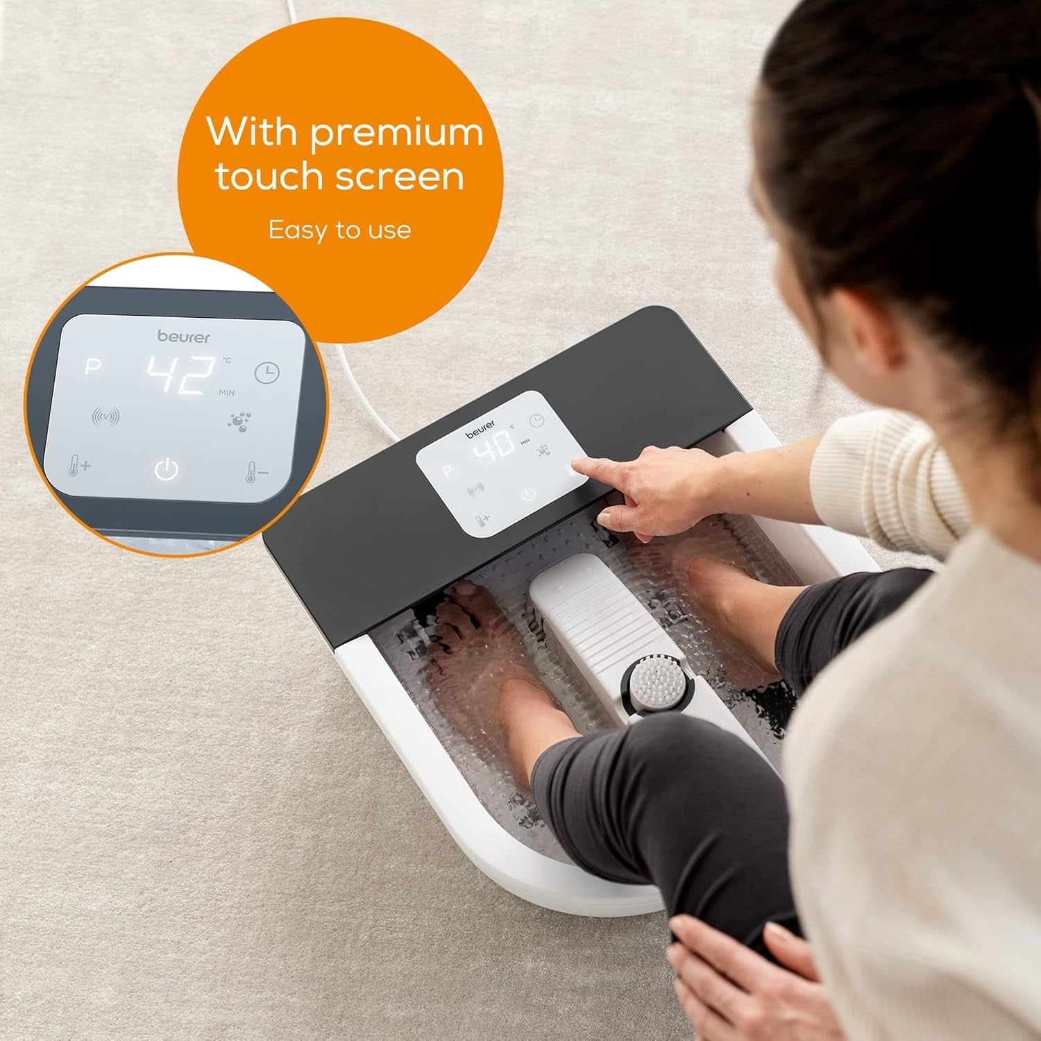 Premium Heated Foot Spa with Touch Screen Bubble Vibration Massage Pedicure