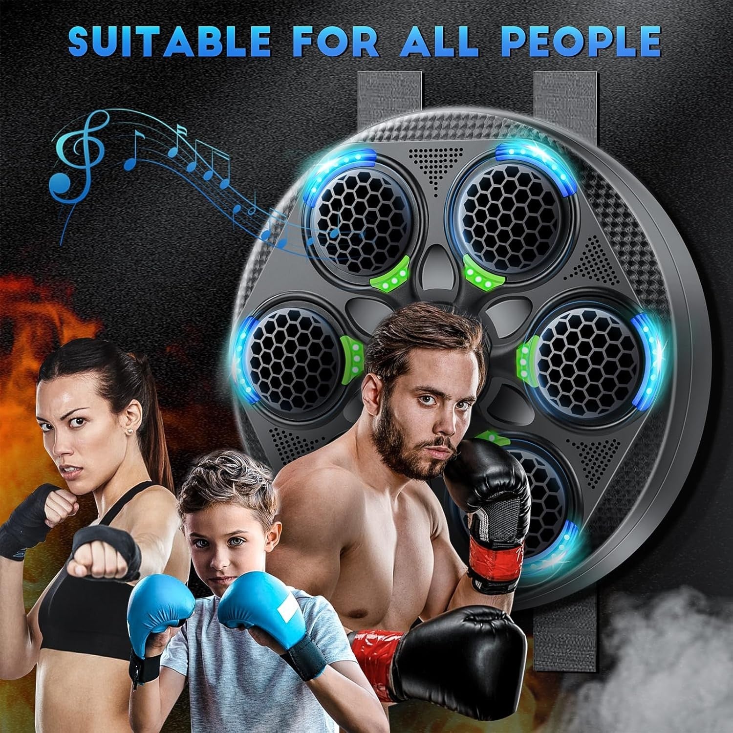 Music Boxing Machine Bluetooth LED Wall Mount Punch Trainer Home Gym Workout