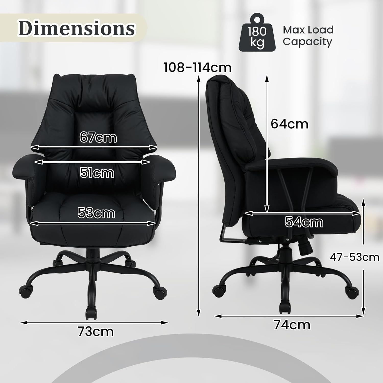 Executive Office Chair High Back PU Leather Swivel Tilt