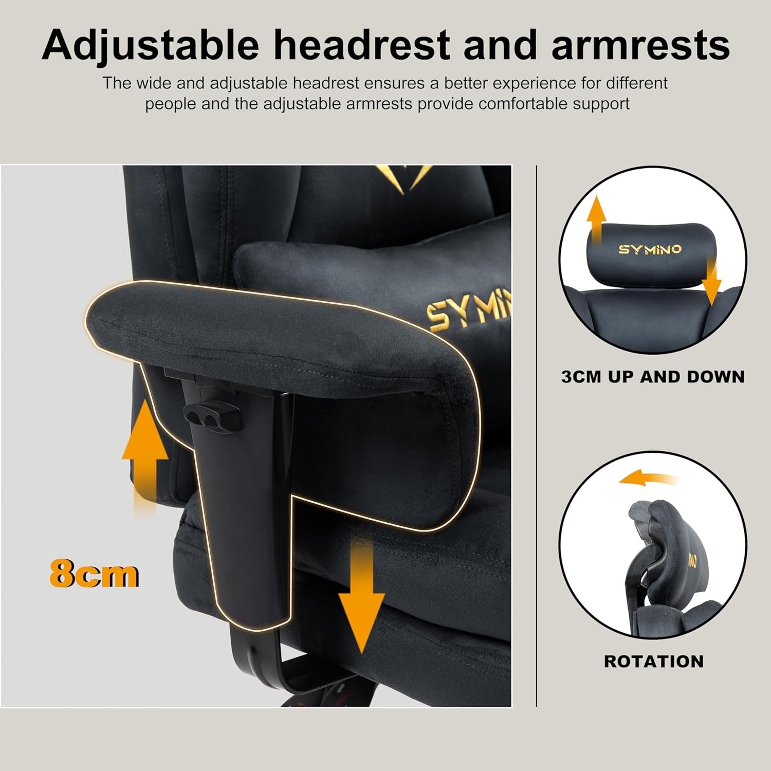 Ergonomic Gaming Office Chair with Footrest Pocket Spring Grey