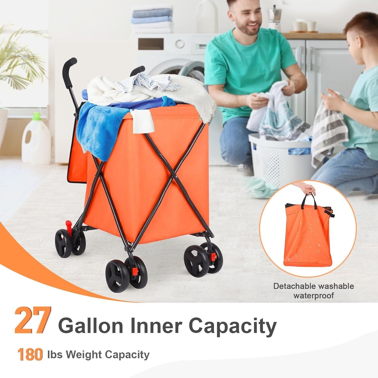 Folding 4 Wheel Shopping Trolley Heavy Duty Steel Cart 120lb