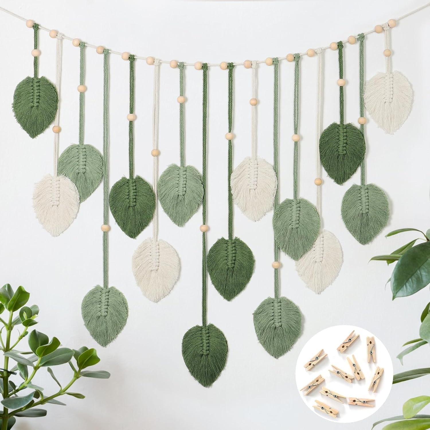Large Macrame Leaves Wall Hanging Boho Tapestry 28x51in