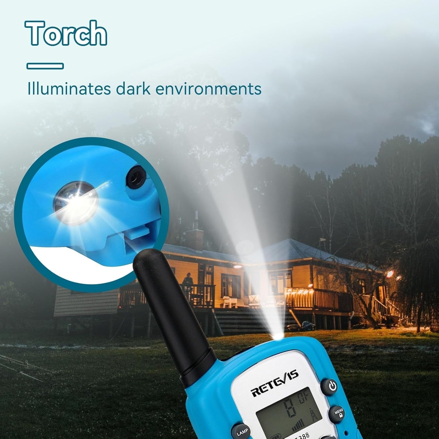 Kids Walkie Talkies 1 Pair VOX Flashlight 8 Channel Outdoor Toy Gift