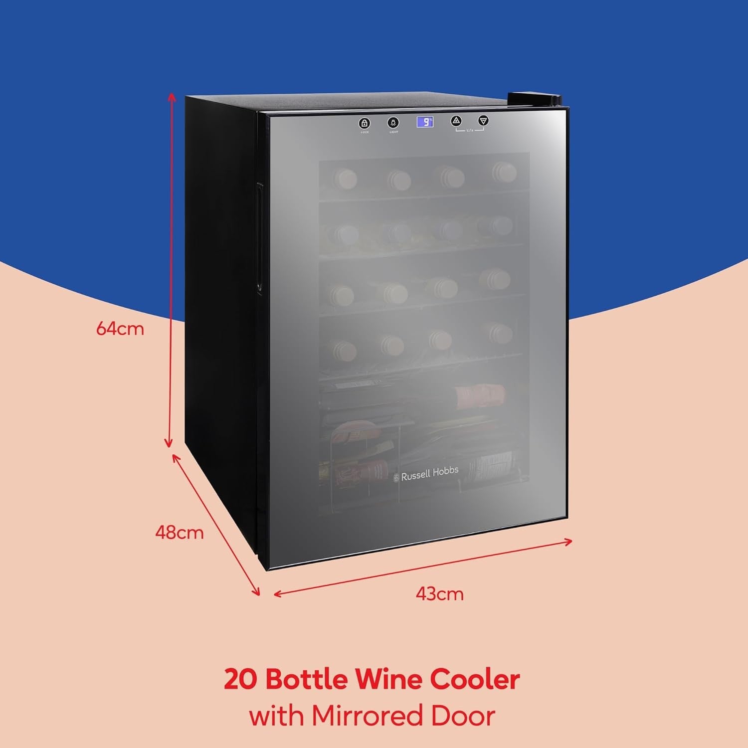 Wine Cooler Fridge 20 Bottle Freestanding Drinks Fridge LED Glass Door