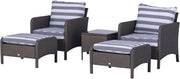 5pc Rattan Garden Furniture Set Outdoor Chairs Table Stools Cushions