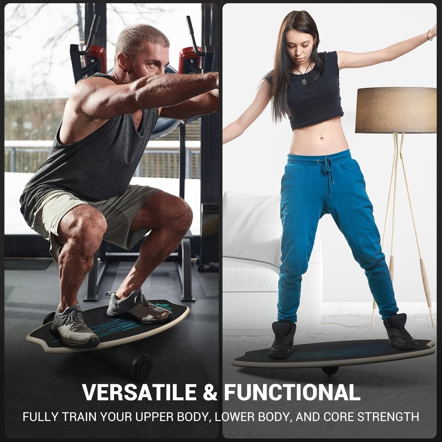 2-in-1 Balance Board Roller & Ball Indoor Fitness Core Trainer Blue
