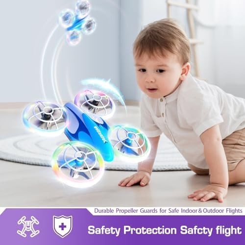 Mini RC Drone for Kids 360° Flip LED Lights Altitude Hold Headless Mode Blue