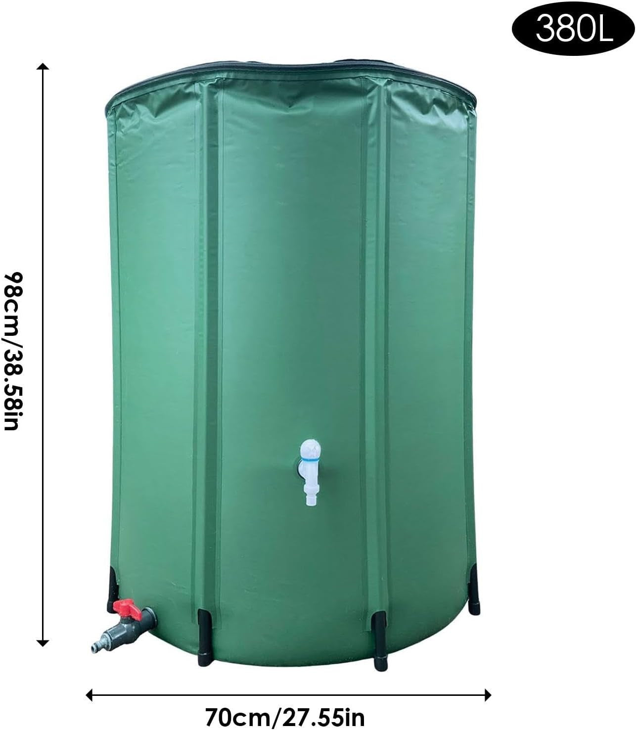 380L Folding Rain Barrel Water Collector with Mesh Top for Garden Green