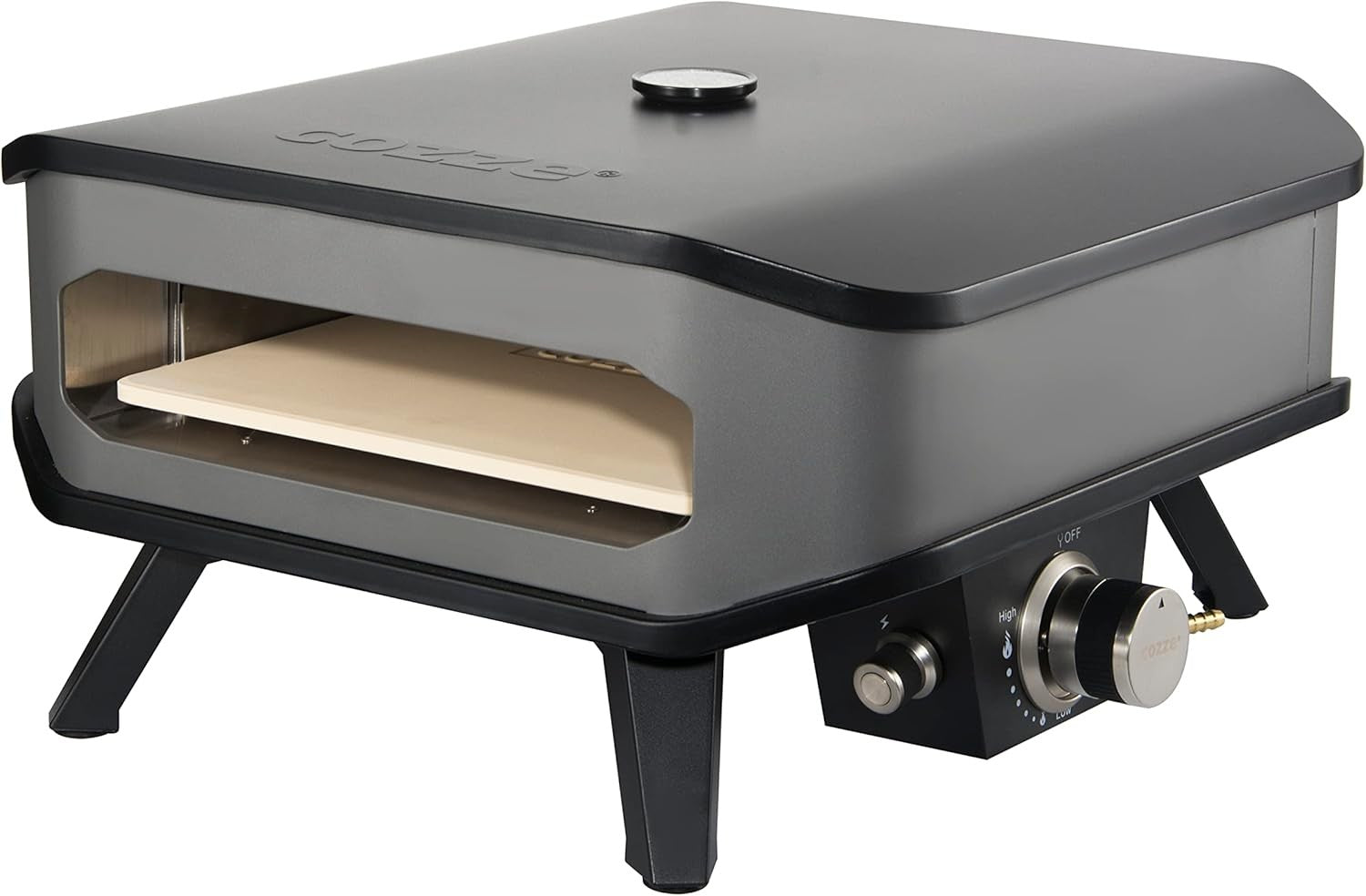 Gas Pizza Oven with Thermometer & Stone | 13" Portable Outdoor BBQ Grill 5KW