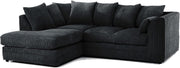 Black Jumbo Cord 4-Seater Corner Sofa Left Hand Facing | Durable Comfort
