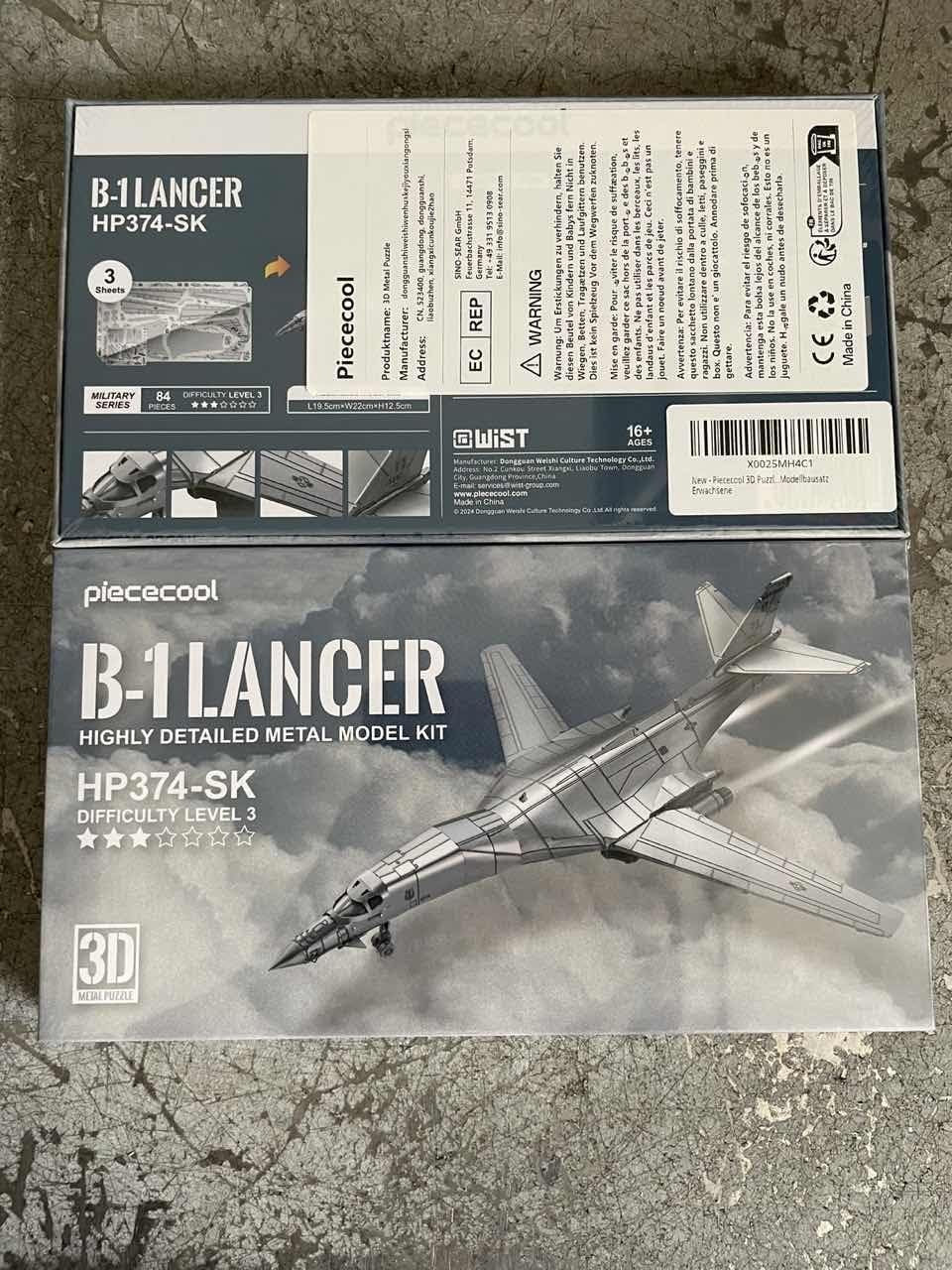 3D Metal B-1 Bomber Puzzle Model Kit - Stainless Steel, DIY, 84 Pieces