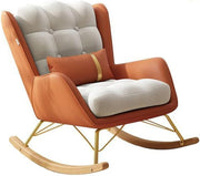 Mid-Century Recliner Rocking Chair with Lumbar Pillow & Ottoman, Comfy Seat