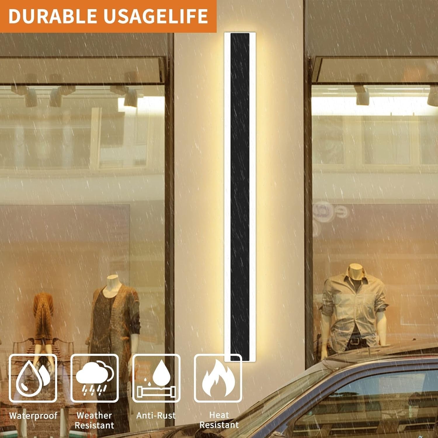 120cm Outdoor LED Wall Light IP65 Dimmable 3-Color Remote Control Lamp