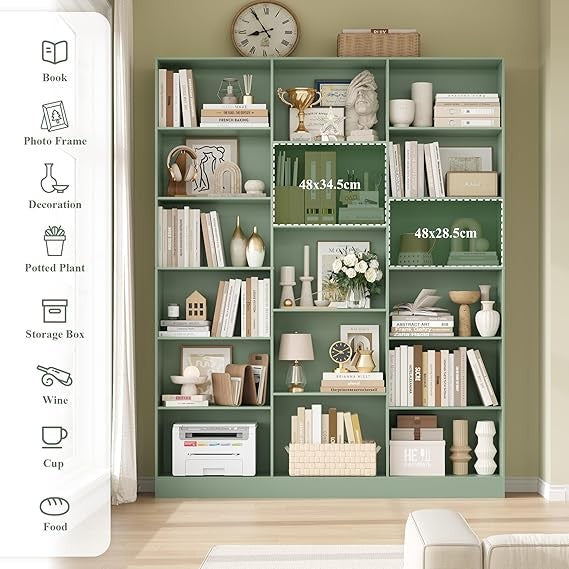 Tall 6-Tier Bookshelf Storage Unit 17-Compartment Display Shelving for Home Offi