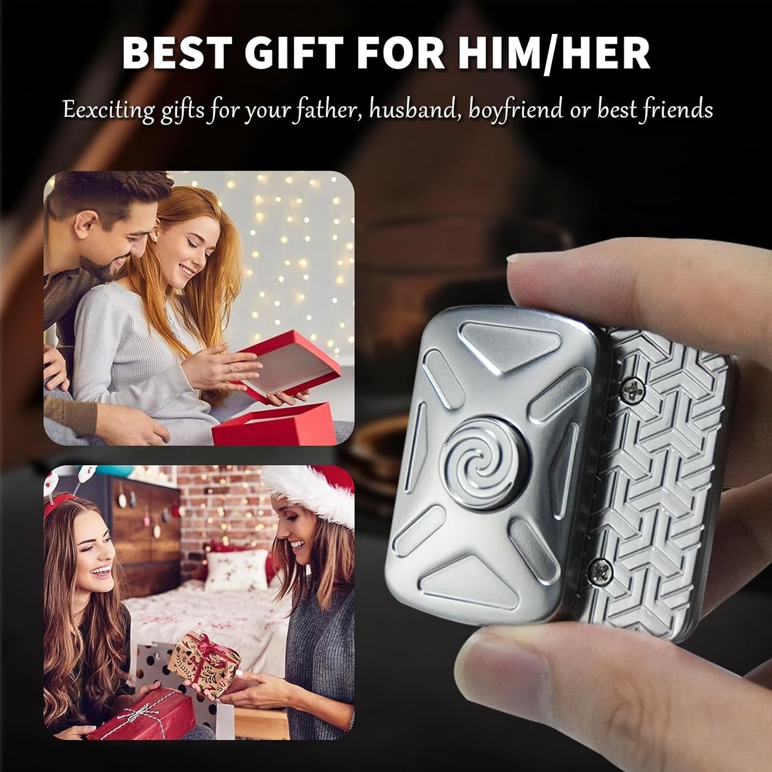 2-in-1 Metal Fidget Slider Spinner Click Stress Relief Pocket EDC Toy