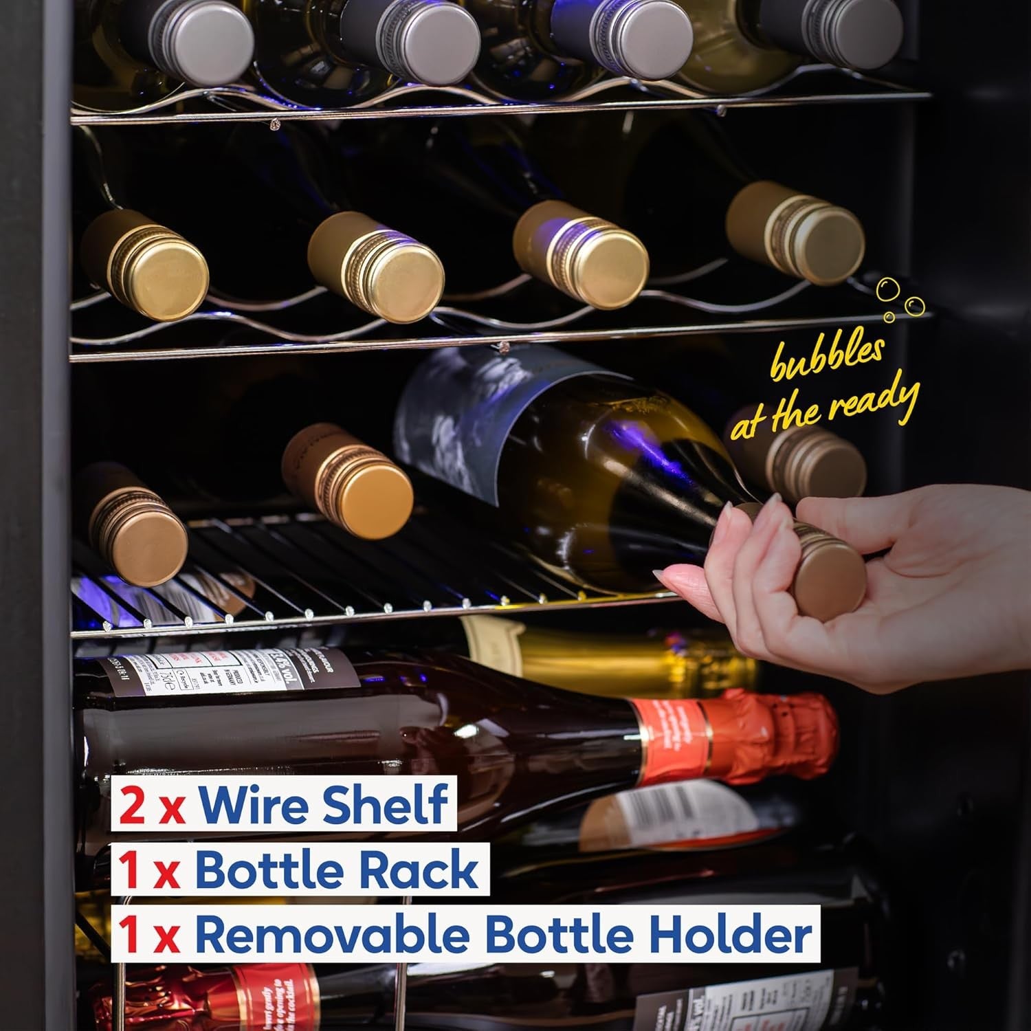 Wine Cooler Fridge 20 Bottle Freestanding Drinks Fridge LED Glass Door