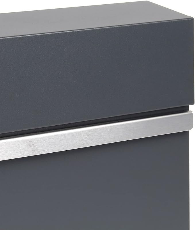 Wall Mounted Letter Box with Newspaper Holder Lockable Steel Mailbox Dark Grey