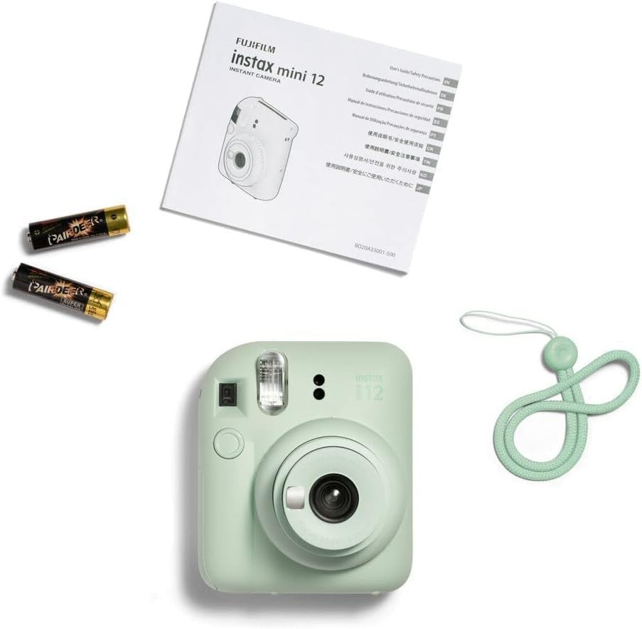 Mini Instant Camera Mint Green Selfie Mirror Auto Flash Compact Photo