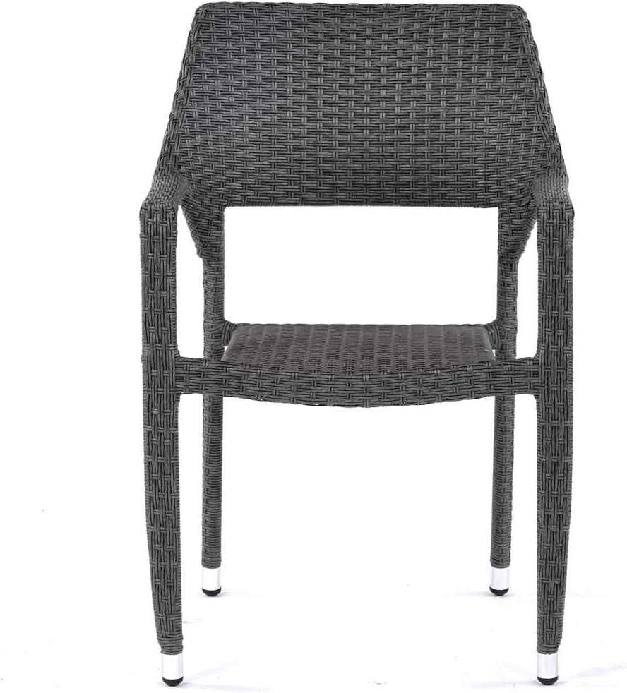 Rattan Garden Armchair With Cushion Stackable Patio Outdoor Dining Chair