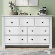White 7 Drawer Sideboard Storage Cabinet - Spacious, Modern, Kitchen & Hallway