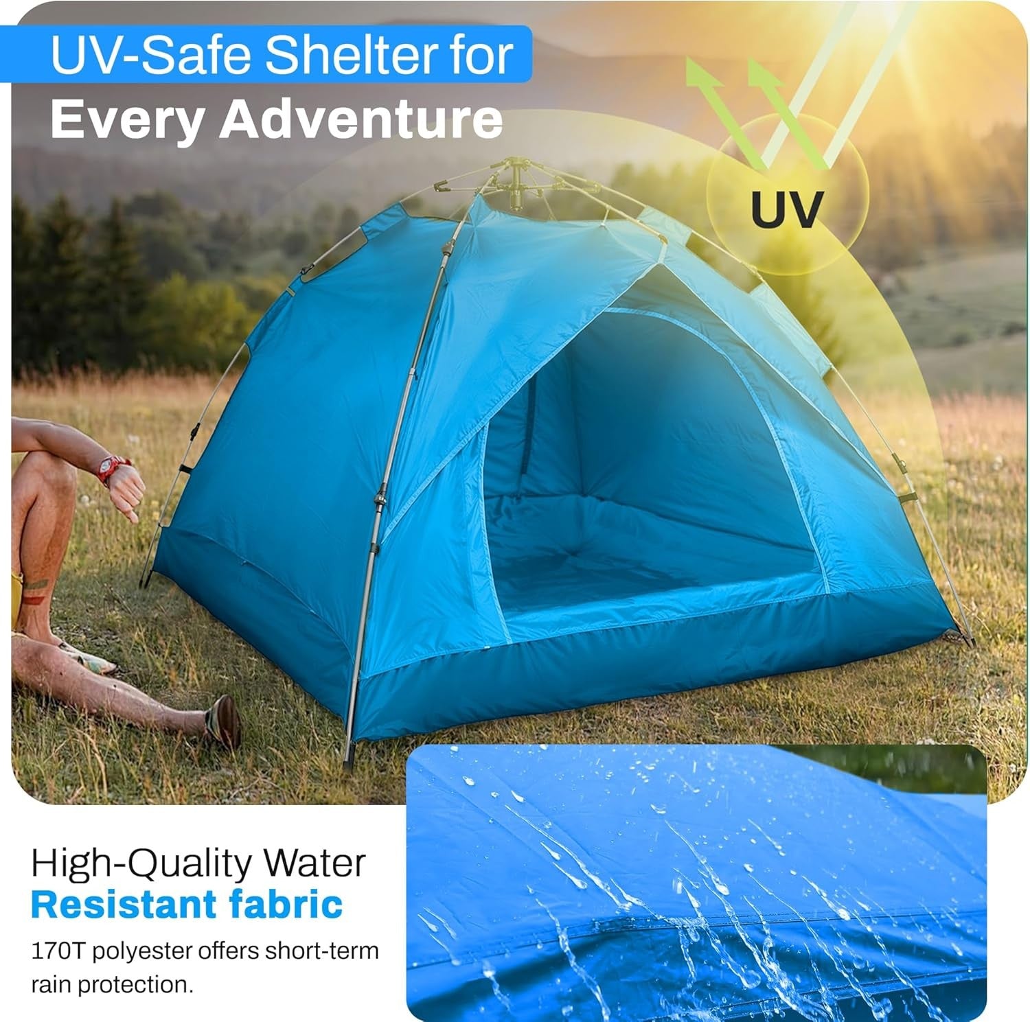 Green Qisan Hydraulic Dome Tent – 3-4 Person Automatic Camping Tent