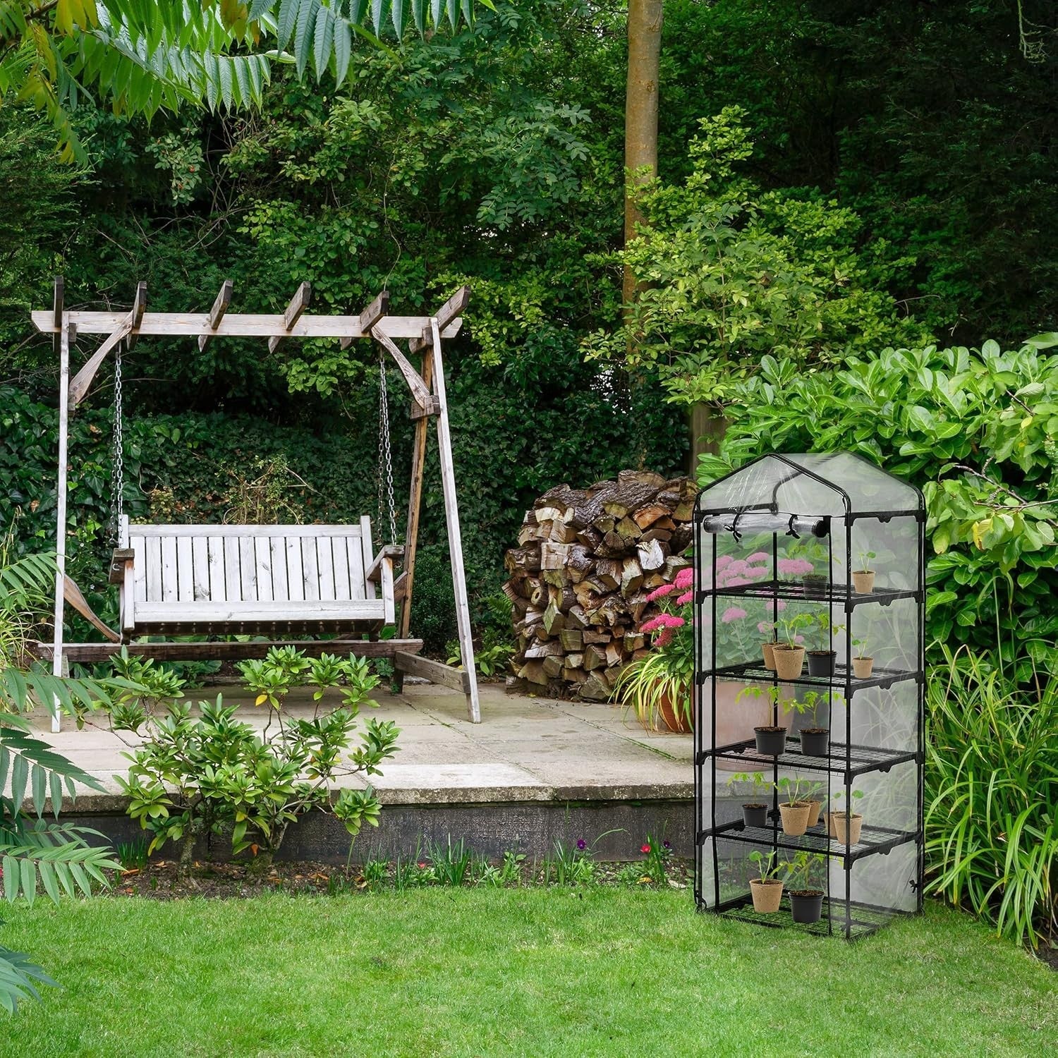 5-Tier PVC Balcony Greenhouse 192x69x50cm | Weatherproof Steel Frame Plant Rack