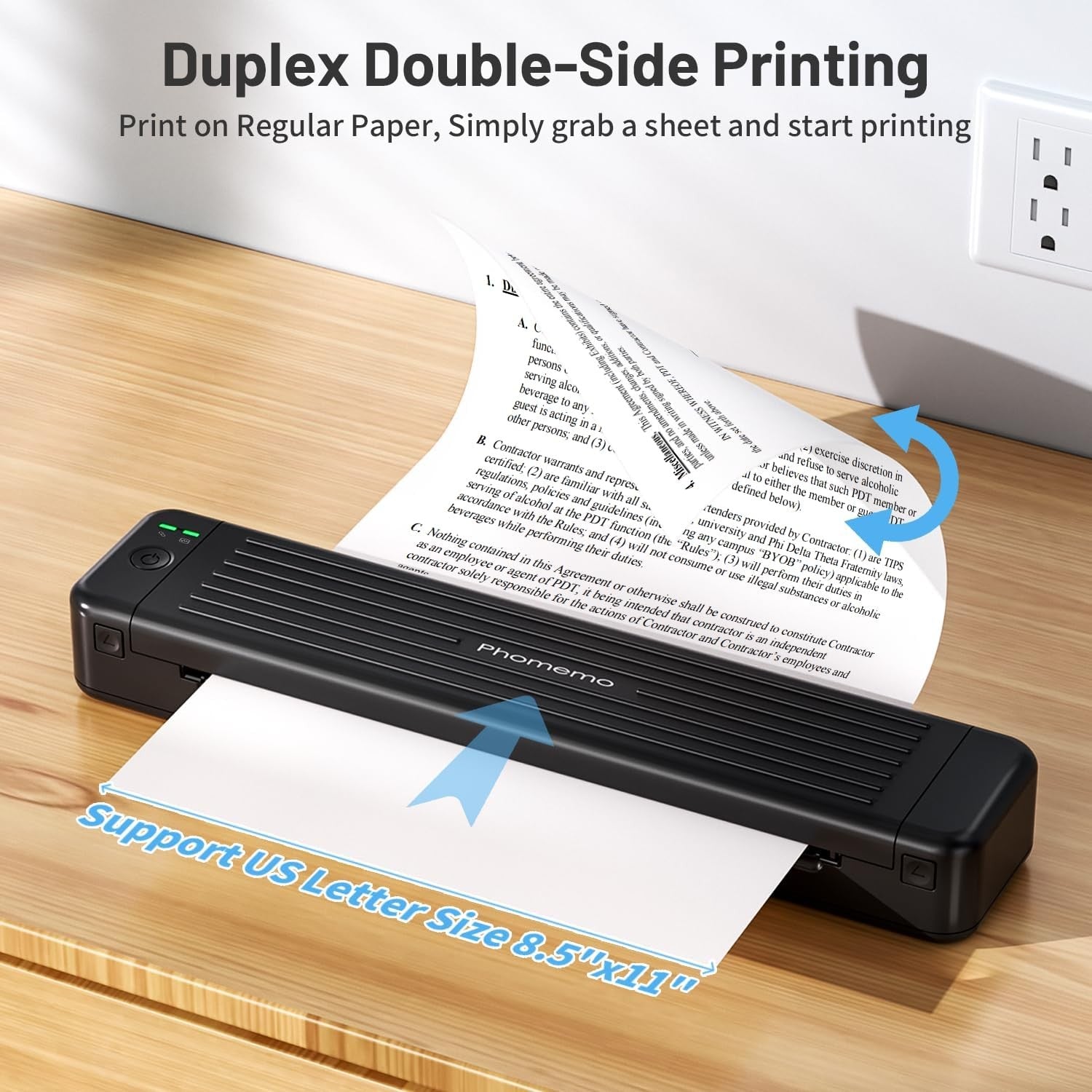Portable A4 Thermal Printer 300DPI Wireless USB Invoice Travel