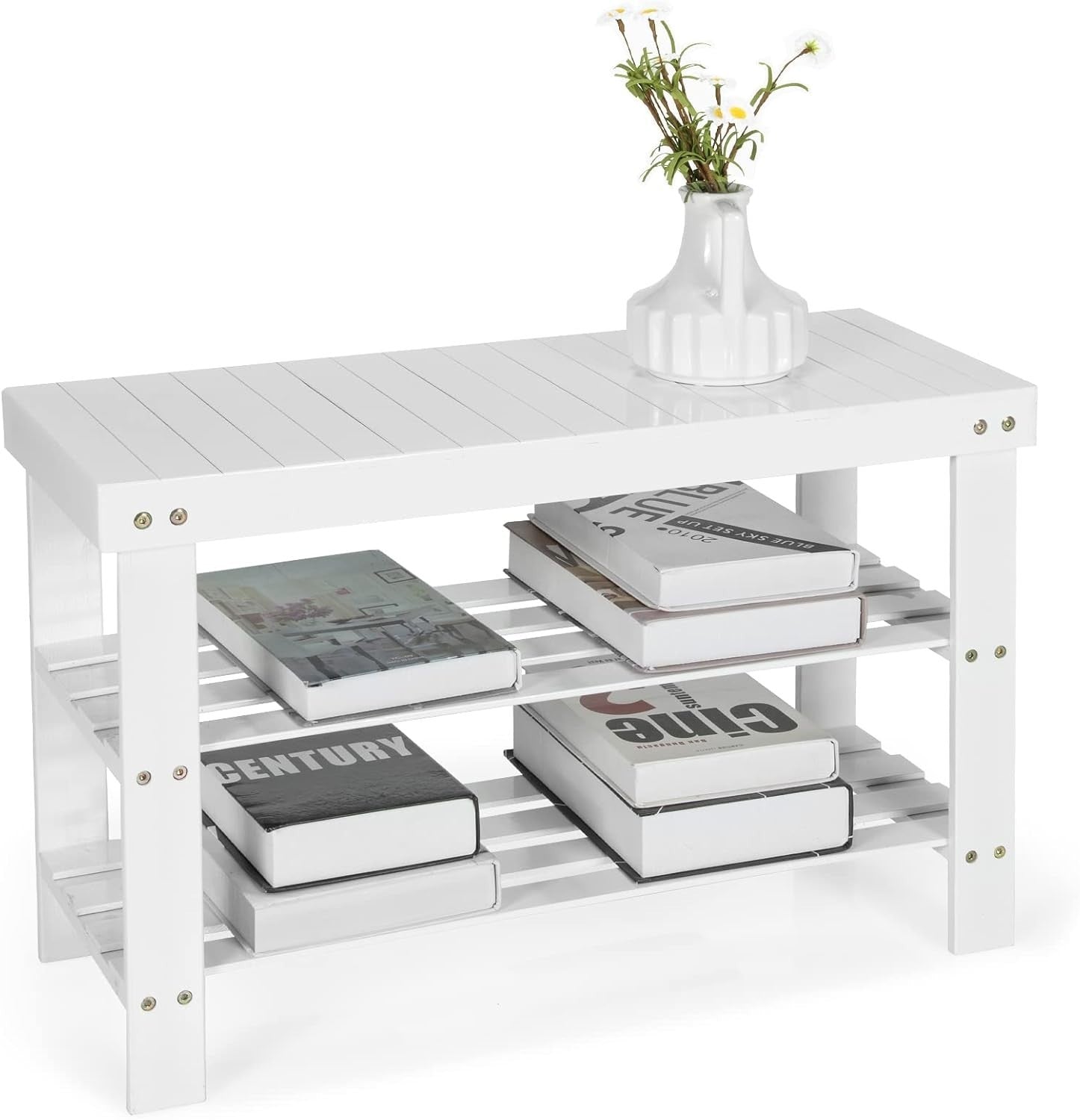 3-Tier Bamboo Shoe Storage Bench with Seat for Entryway & Hallway