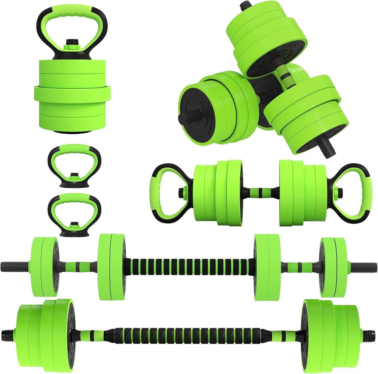 30kg 6-in-1 Adjustable Home Gym Weights Dumbbell Barbell Kettlebell Set